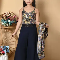 SPAMitude Girls Printed Shoulder Straps Top With Palazzos & Jacket image 5