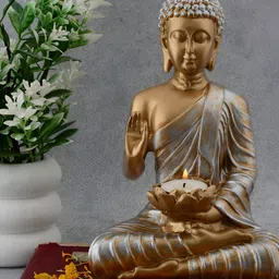 Zart Gold-Toned Buddha Idol Showpiece-image-40
