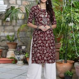 Ethnic basket Women Maroon Kurtas-picture-29