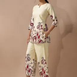 Anouk Rustic Women Ethnic Motifs Printed Regular Pure Cotton Kurti with Trousers image 3