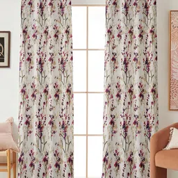 Myntra Elegant Homes White & Purple 2 Pieces Floral Door Curtains-image-48