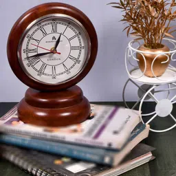 Zunaldo Brown And White Round Analogue Table Clock image 5