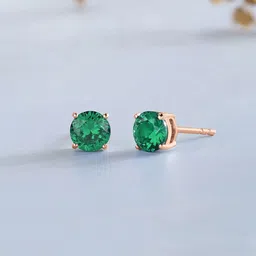 Ornate Jewels 925 Sterling Silver 18K Rose Gold Plated Emerald Studded Circular Studs-picture-51