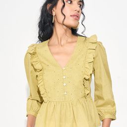AKKRITI BY PANTALOONS Women Embellished Embroidered Ruffles Cotton Peplum Top-picture-28