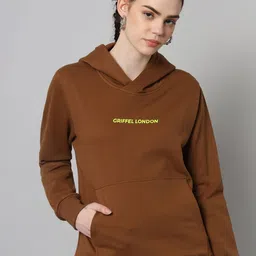 GRIFFEL Women Typography Printed Hooded Sweatshirt-image-44