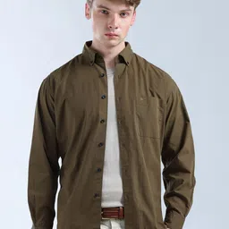 Flying Machine Men Classic Fit Button-Down Collar Solid Cotton Casual Shirt-picture-40