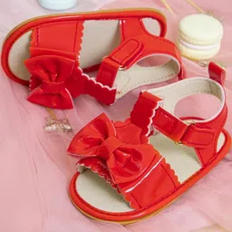 NESKA MODA Girls Red Synthetic Sandals image 3