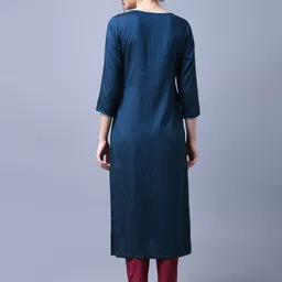 RANGMAYEE Floral Yoke Design Thread Work Liva Straight Kurta image 4