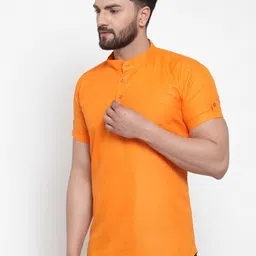 Kaifoo Men Orange Short Kurta image 5
