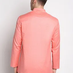 DEVOILER Men Pink Cotton Short Kurta image 5