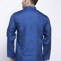 KLOTTHE Men Blue Solid Thread Work Kurta image 2