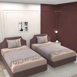 BELVOSTUM Beige & Black Floral 210 TC 2 Single Bedsheet with 2 Pillow Covers-picture-19