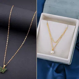 SZN Women Set of 2 Gold-Plated Butterfly & Ethnic Layered Necklace-picture-29