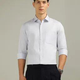 Arrow Men Textured Spread Collar Pure Cotton Satin Italian Elegance Formal Shirt image 5