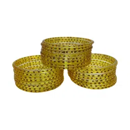 Shasmi Yellow Glass Artificial Stones Bangle-image-4