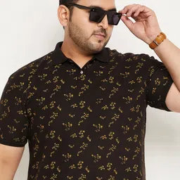 GET GOLF Men Plus Size Floral Printed Polo Collar Cotton T-shirt-picture-23