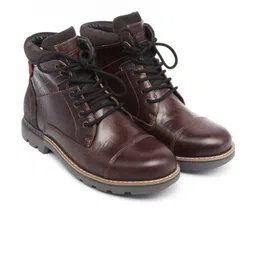 MONDAIN Men Leather Mid-Top Lace-up Boots-picture-38