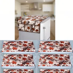 E-Retailer 7-Pcs Brown & Pink Printed Refrigerator Covers-image-25