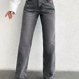 Glossia Women Comfort Straight Fit High-Rise Light Fade Stretchable Jeans retro genz-image-73