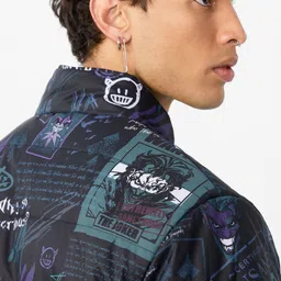 The Souled Store Men Stand Collar Graphic Printed Casual Puffer Jacket image 2