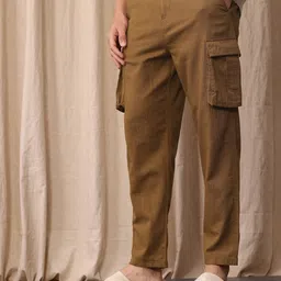 Mr Bowerbird Men Tapered Fit Cargos Chinos Trousers-image-94