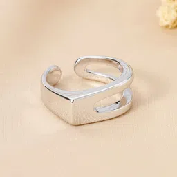 SALTY Silver Signet Initial Ring For Women & Girls Stylish Adjustable Finger Ring-picture-26