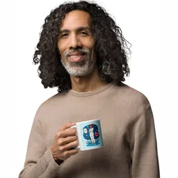 Mr UVD White & Blue Printed Ceramic Glossy Mugs Set of Cups and Mugs image 5