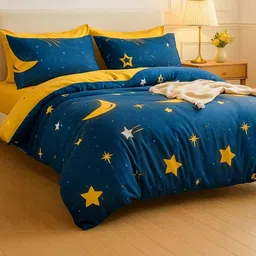 Famyo Blue & Yellow Printed Double King Bedding Set-picture-22