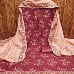 BlissFlair Floral Embroidered Sequinned Unstitched Dress Material image 4