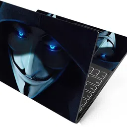 dzazner Premium Vinyl HD Printed Easy to Install Full Panel Laptop Skin/Sticker/Stretchable Vinyl/Cover for all Size Laptops upto 15.6 inch No Residue, Bubble Free - Anonymous Guy Blue Eyes Self Adhesive Vinyl Laptop Decal 15.6-image-84