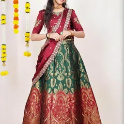 Mr Y Embroidered Sequinned Semi-Stitched Lehenga & Unstitched Blouse With Dupatta-picture-33
