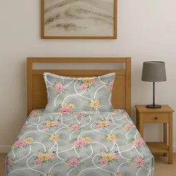 BOMBAY DYEING Epigram Pink Floral Printed Cotton 120 TC Single Bedsheet 1.50 M X 2.24 M-picture-16