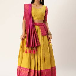 DIVASTRI Semi-Stitched Lehenga & Unstitched Blouse With Dupatta-image-95