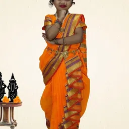 Mom and Me Girls Art Silk Sarees image 3