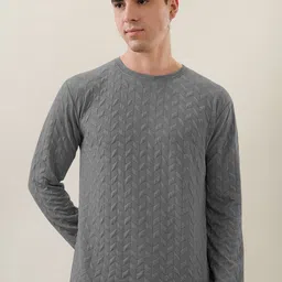 KAJARU Geometric Printed Round Neck Self Design Sweatshirt-picture-28