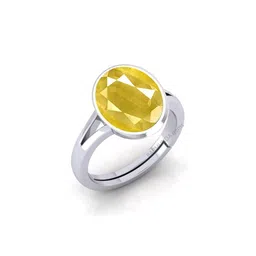 Barmunda gems Men Silver Plated Yellow Gem Studded Finger Ring image 1