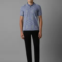 Louis Philippe Jeans Men Abstract Printed Polo Collar Cotton Slim Fit T-Shirt image 5