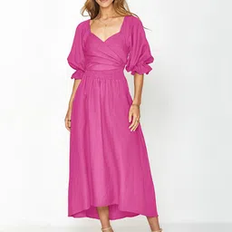 StyleCast Pink Puff Sleeve Maxi Dress-image-52