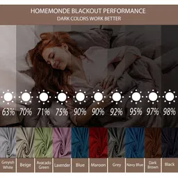 HOMEMONDE White 2 Pieces Black Out Window Curtains image 2