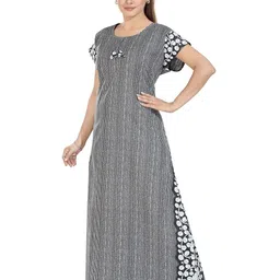 CINCO Women Striped Printed Square Neck Nightdress image 5