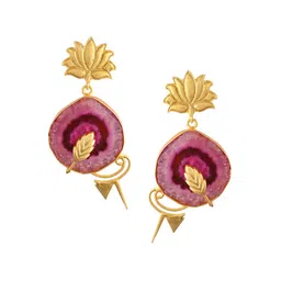 DASTOOR Gold Plated Artificial Stones Studded Contemporary Drop Earrings image 2