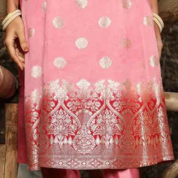 QISSA Women Floral Embroidered Regular Kurta with Churidar & With Dupatta image 3