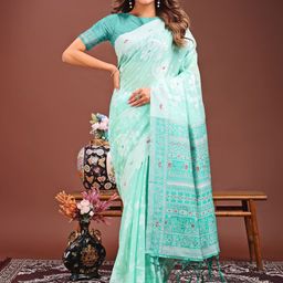 DIVASTRI Zari Linen Blend Designer Saree-picture-49