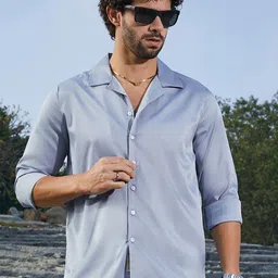 Campus Sutra Men Comfort Fit Cuban Collar Solid Cotton Casual Shirt-image-95