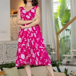 NWH Pink Viscose Rayon Dresses image 1