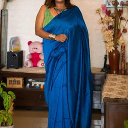 Uttariya Solid Pure Cotton Saree With Pom-Pom image 4