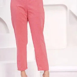 Sarai Striped Round Neck Kantha Work Pure Cotton Straight Kurta With Trousers image 4