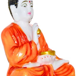 MISS PEACH White & Orange Idol Buddha Matte Showpiece image 3