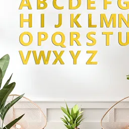 upkaranwale 26-Pcs YellowSelf-Adhesive Alphabet Wall Sticker-image-19