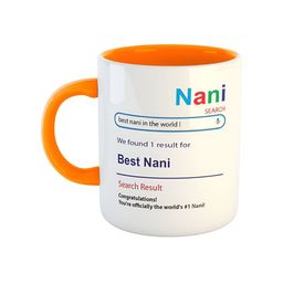 ARTBUG White & Orange Best Nani Printed Ceramic Glossy Coffee Mug-picture-43